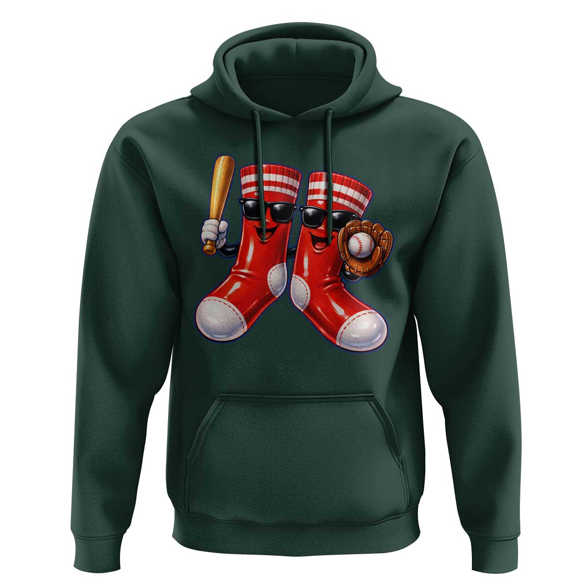 Funny Red Socks Playing Baseball Graphic Sport Game Day Hoodie