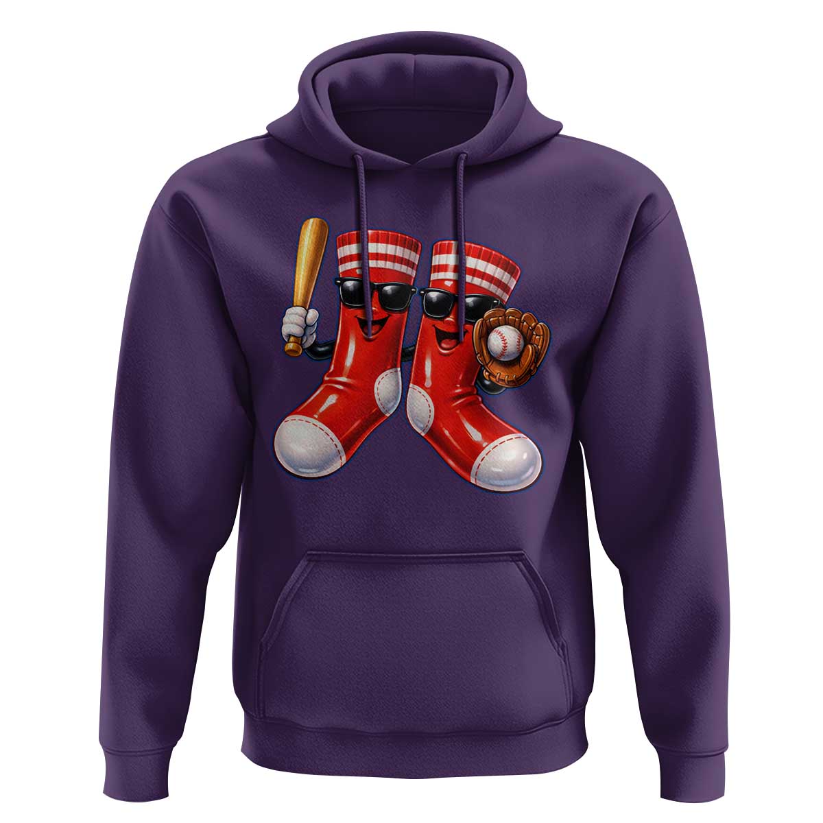 Funny Red Socks Playing Baseball Graphic Sport Game Day Hoodie