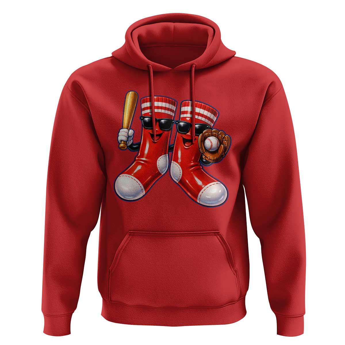 Funny Red Socks Playing Baseball Graphic Sport Game Day Hoodie