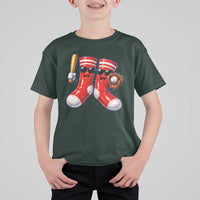 Funny Red Socks Playing Baseball Graphic Sport Game Day T Shirt For Kid