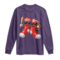 Funny Red Socks Playing Baseball Graphic Sport Game Day Long Sleeve Shirt
