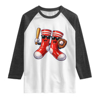 Funny Red Socks Playing Baseball Graphic Sport Game Day Raglan Shirt