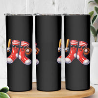 Funny Red Socks Playing Baseball Graphic Sport Game Day Skinny Tumbler