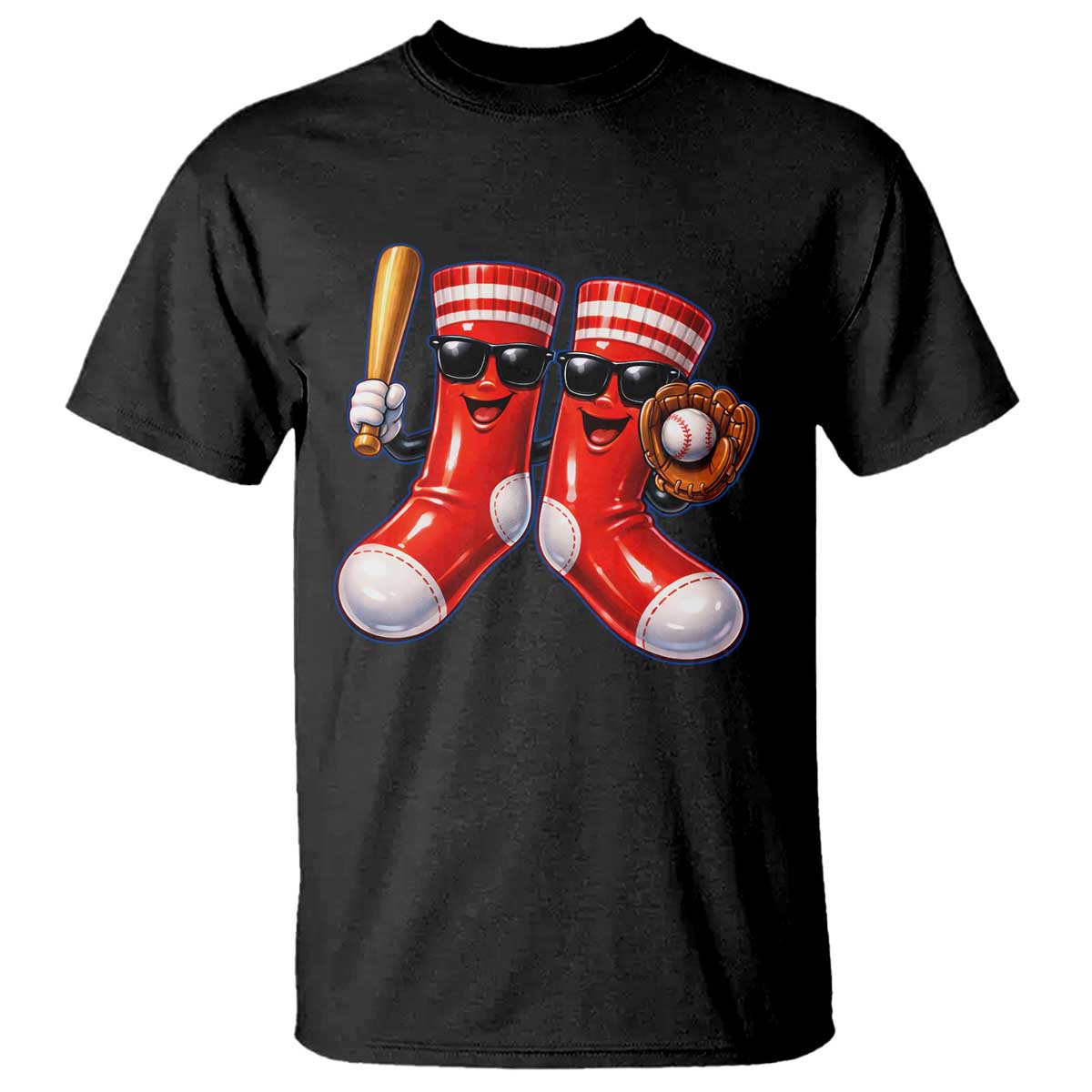 Funny Red Socks Playing Baseball Graphic Sport Game Day T Shirt
