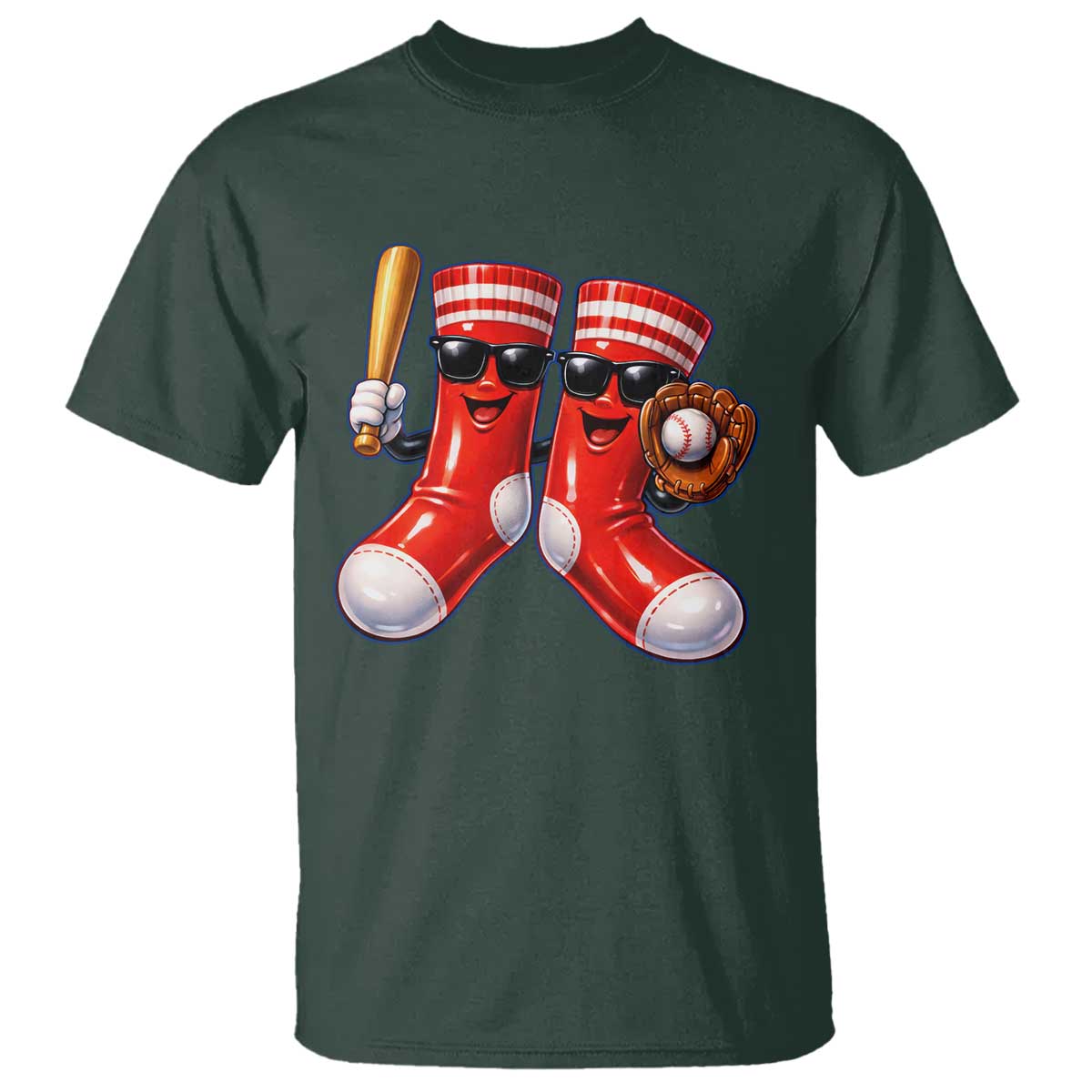 Funny Red Socks Playing Baseball Graphic Sport Game Day T Shirt