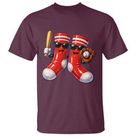 Funny Red Socks Playing Baseball Graphic Sport Game Day T Shirt