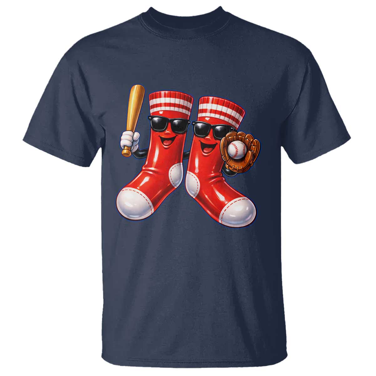 Funny Red Socks Playing Baseball Graphic Sport Game Day T Shirt