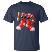 Funny Red Socks Playing Baseball Graphic Sport Game Day T Shirt