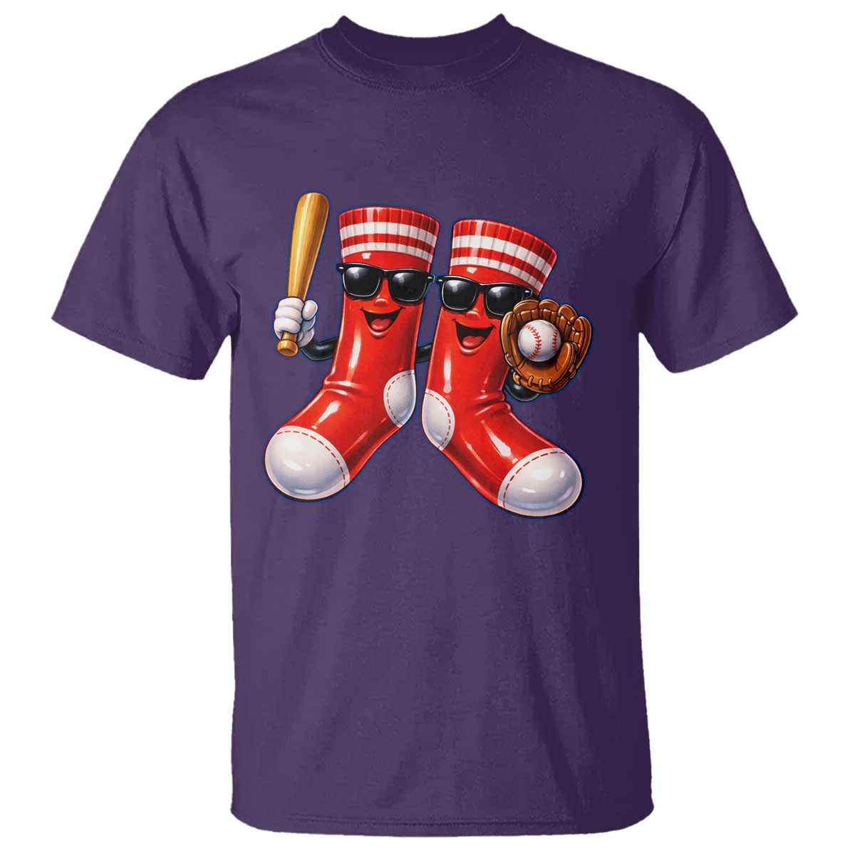 Funny Red Socks Playing Baseball Graphic Sport Game Day T Shirt