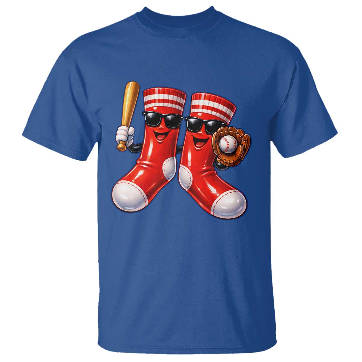 Funny Red Socks Playing Baseball Graphic Sport Game Day T Shirt