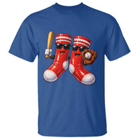 Funny Red Socks Playing Baseball Graphic Sport Game Day T Shirt