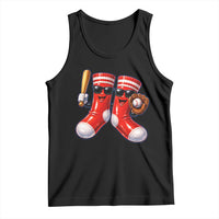 Funny Red Socks Playing Baseball Graphic Sport Game Day Tank Top
