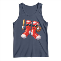Funny Red Socks Playing Baseball Graphic Sport Game Day Tank Top