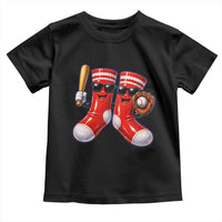 Funny Red Socks Playing Baseball Graphic Sport Game Day Toddler T Shirt
