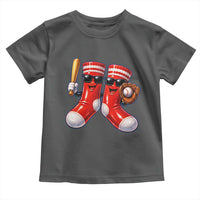 Funny Red Socks Playing Baseball Graphic Sport Game Day Toddler T Shirt