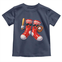 Funny Red Socks Playing Baseball Graphic Sport Game Day Toddler T Shirt