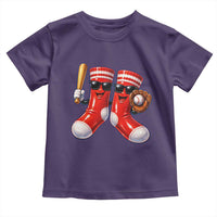 Funny Red Socks Playing Baseball Graphic Sport Game Day Toddler T Shirt