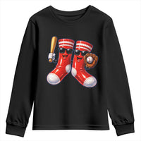 Funny Red Socks Playing Baseball Graphic Sport Game Day Youth Sweatshirt