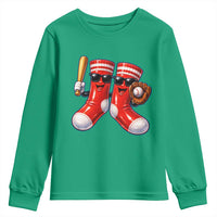 Funny Red Socks Playing Baseball Graphic Sport Game Day Youth Sweatshirt