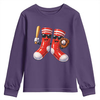 Funny Red Socks Playing Baseball Graphic Sport Game Day Youth Sweatshirt