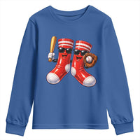 Funny Red Socks Playing Baseball Graphic Sport Game Day Youth Sweatshirt
