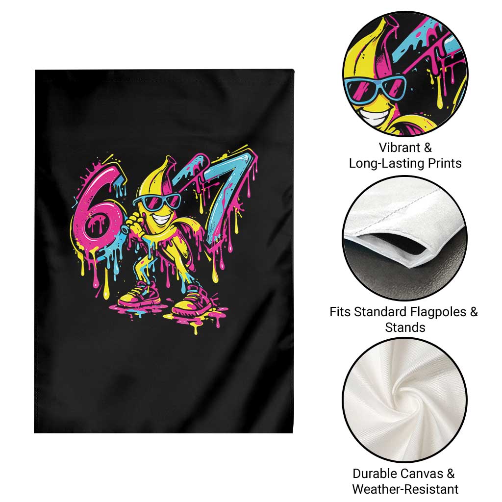 Funny 67 Banana Baseball Drip Ice Cream Six Seven Meme Garden Flag