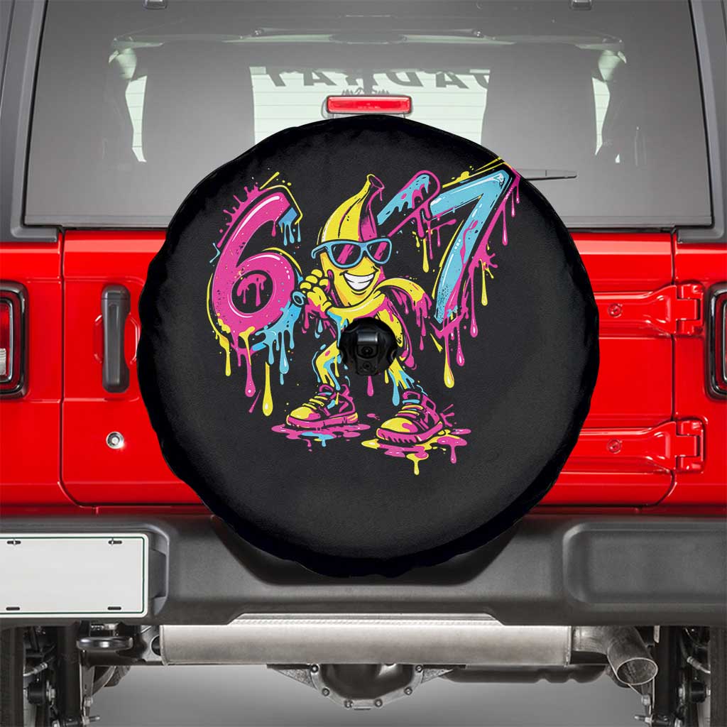 Funny 67 Banana Baseball Drip Ice Cream Six Seven Meme Spare Tire Cover