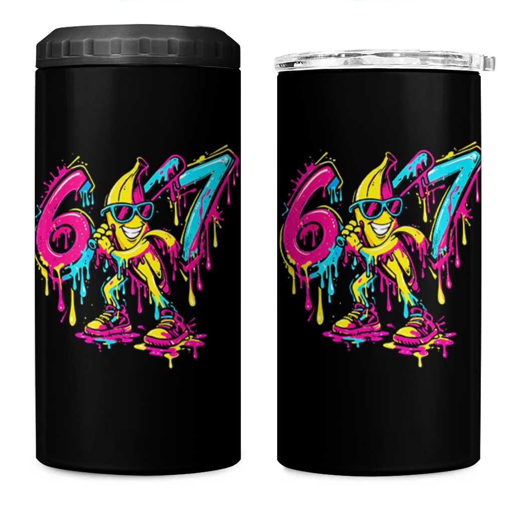 Funny 67 Banana Baseball Drip Ice Cream Six Seven Meme 4 in 1 Can Cooler Tumbler