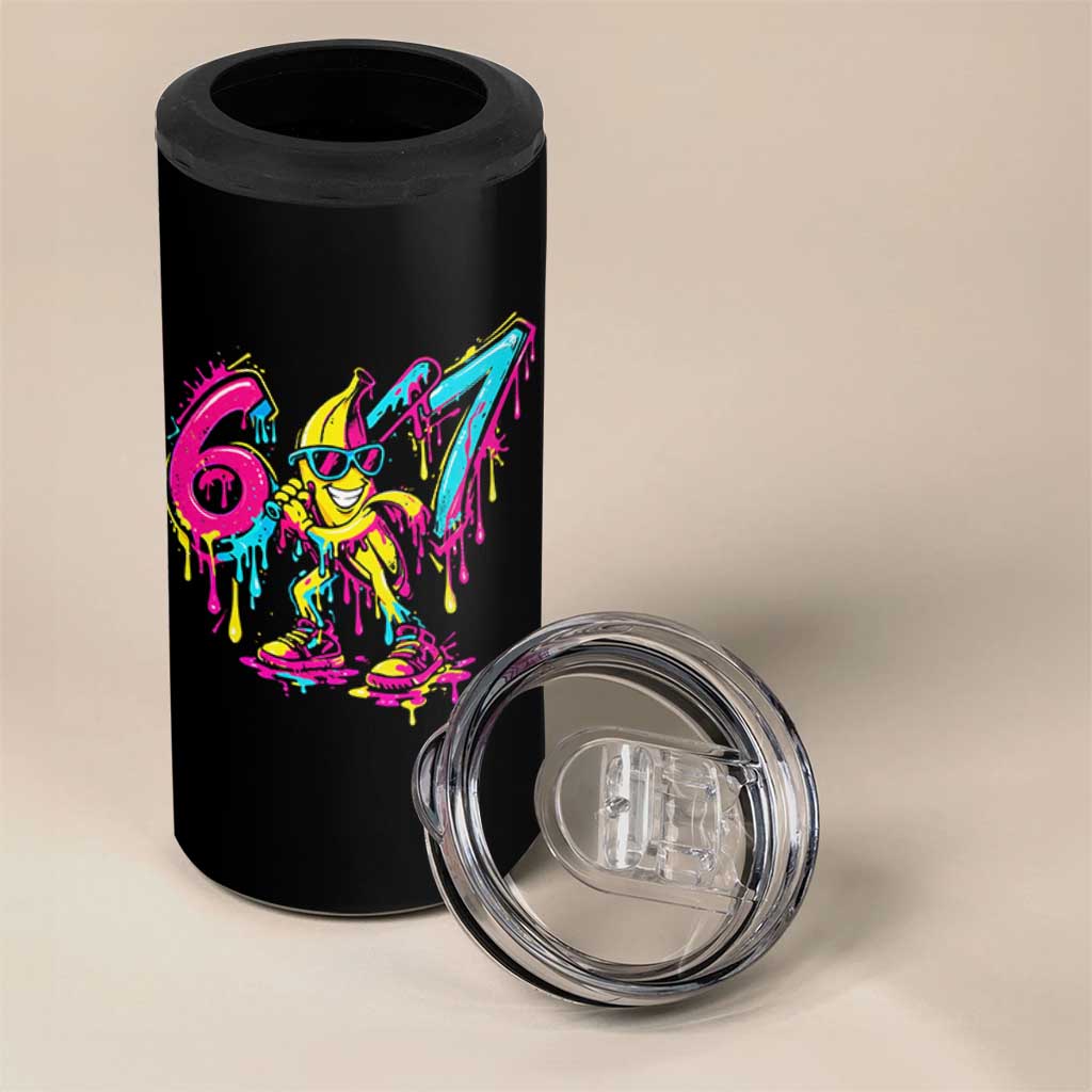 Funny 67 Banana Baseball Drip Ice Cream Six Seven Meme 4 in 1 Can Cooler Tumbler