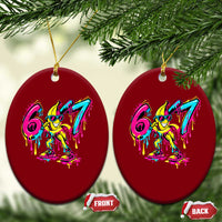 Funny 67 Banana Baseball Drip Ice Cream Six Seven Meme Ceramic Ornament