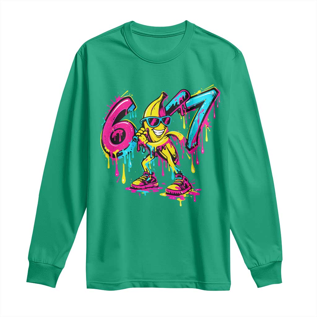 Funny 67 Banana Baseball Drip Ice Cream Six Seven Meme Long Sleeve Shirt