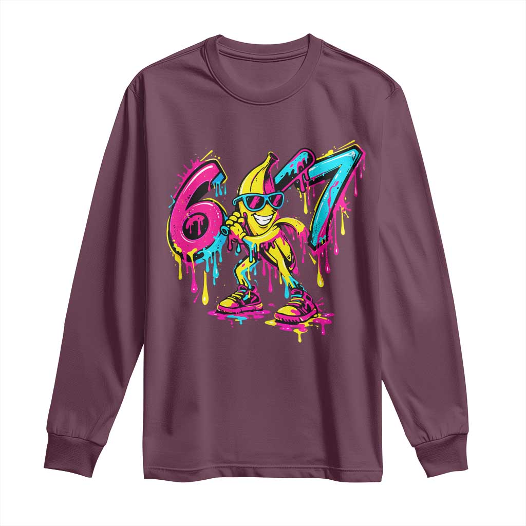 Funny 67 Banana Baseball Drip Ice Cream Six Seven Meme Long Sleeve Shirt