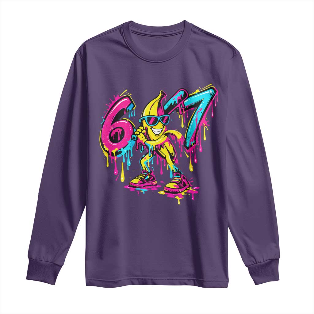 Funny 67 Banana Baseball Drip Ice Cream Six Seven Meme Long Sleeve Shirt