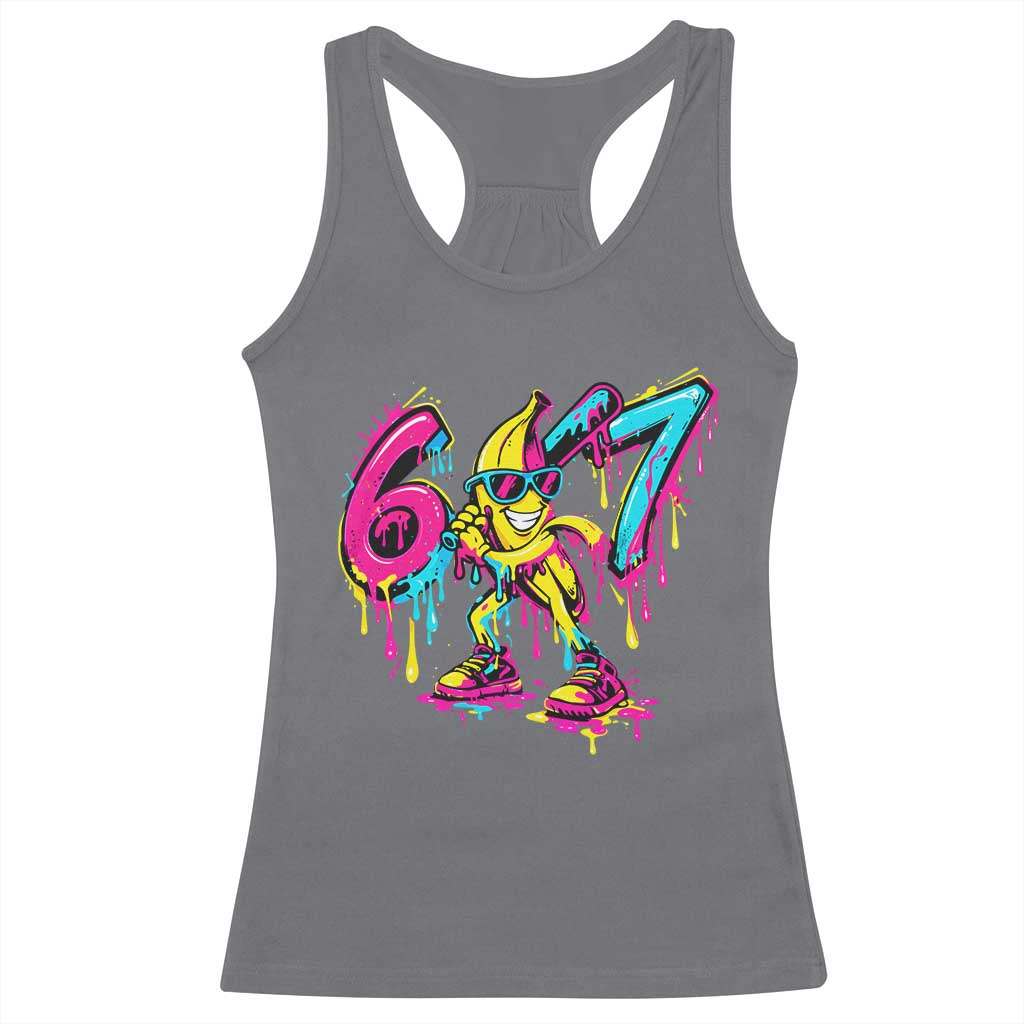 Funny 67 Banana Baseball Drip Ice Cream Six Seven Meme Racerback Tank Top