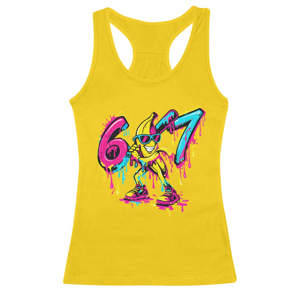 Funny 67 Banana Baseball Drip Ice Cream Six Seven Meme Racerback Tank Top