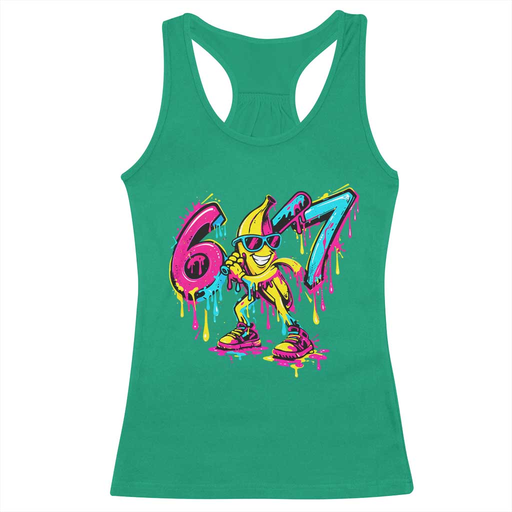 Funny 67 Banana Baseball Drip Ice Cream Six Seven Meme Racerback Tank Top
