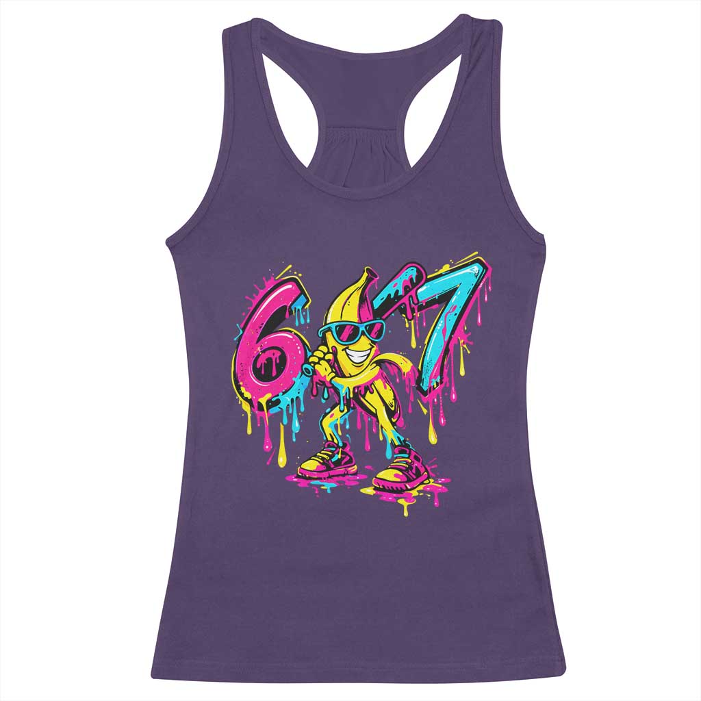 Funny 67 Banana Baseball Drip Ice Cream Six Seven Meme Racerback Tank Top