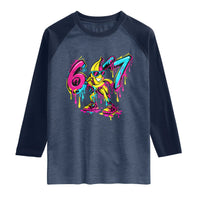 Funny 67 Banana Baseball Drip Ice Cream Six Seven Meme Raglan Shirt