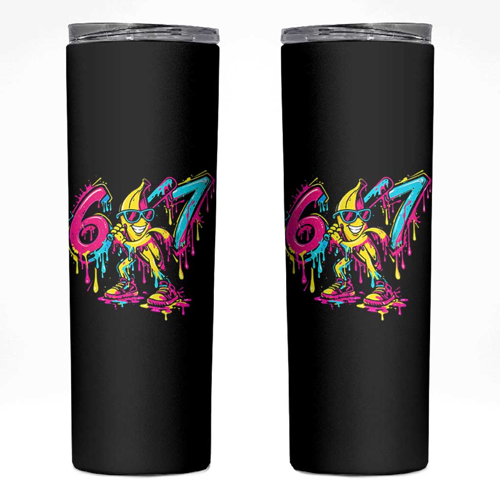 Funny 67 Banana Baseball Drip Ice Cream Six Seven Meme Skinny Tumbler