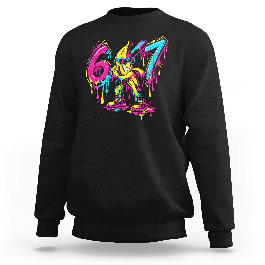 Funny 67 Banana Baseball Drip Ice Cream Six Seven Meme Sweatshirt