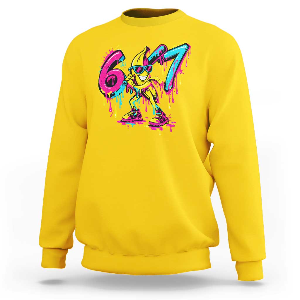 Funny 67 Banana Baseball Drip Ice Cream Six Seven Meme Sweatshirt