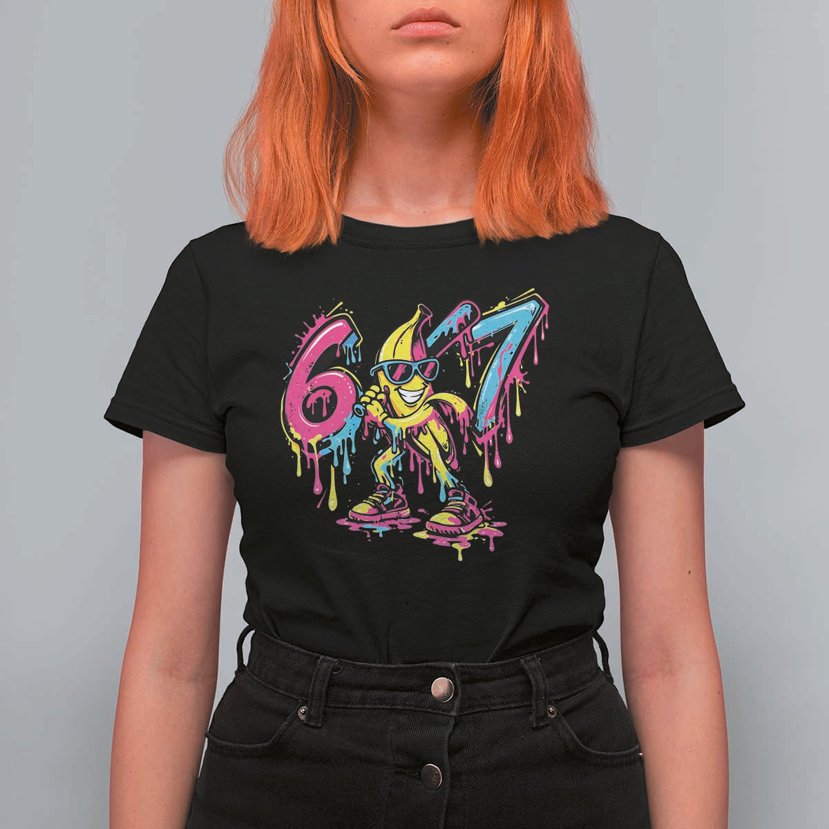 Funny 67 Banana Baseball Drip Ice Cream Six Seven Meme T Shirt For Women