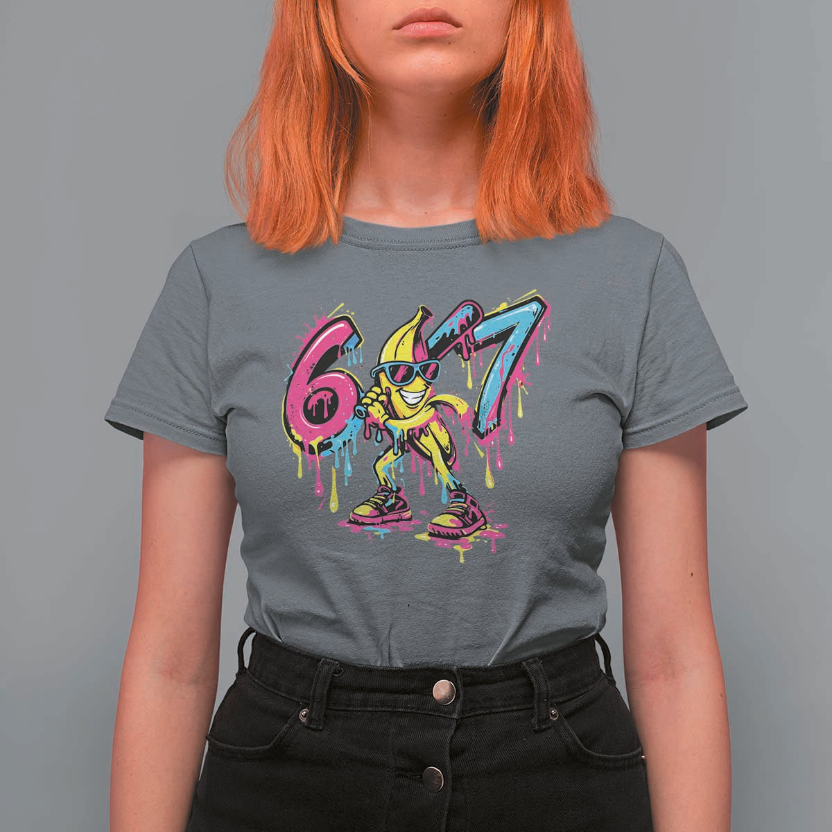 Funny 67 Banana Baseball Drip Ice Cream Six Seven Meme T Shirt For Women