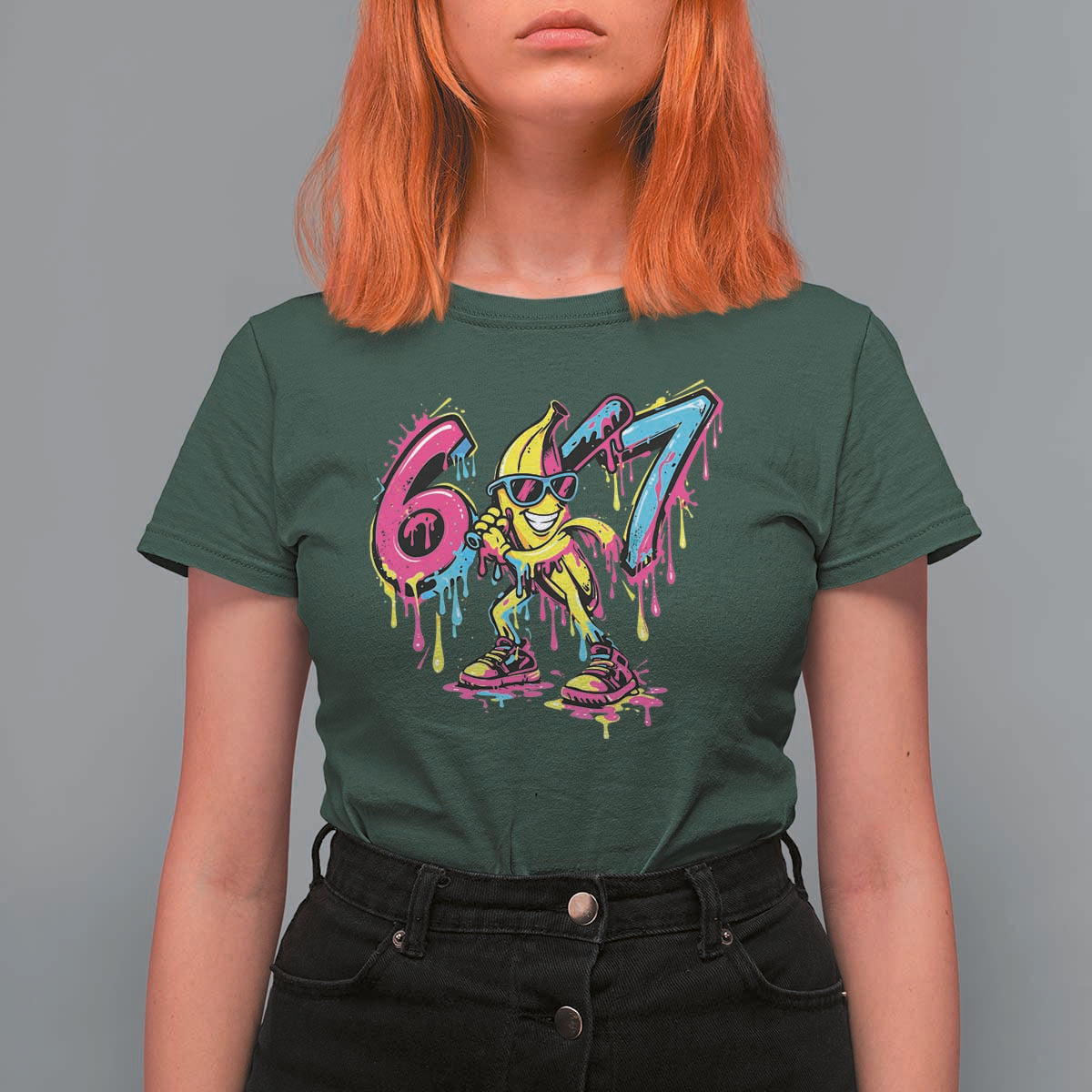Funny 67 Banana Baseball Drip Ice Cream Six Seven Meme T Shirt For Women