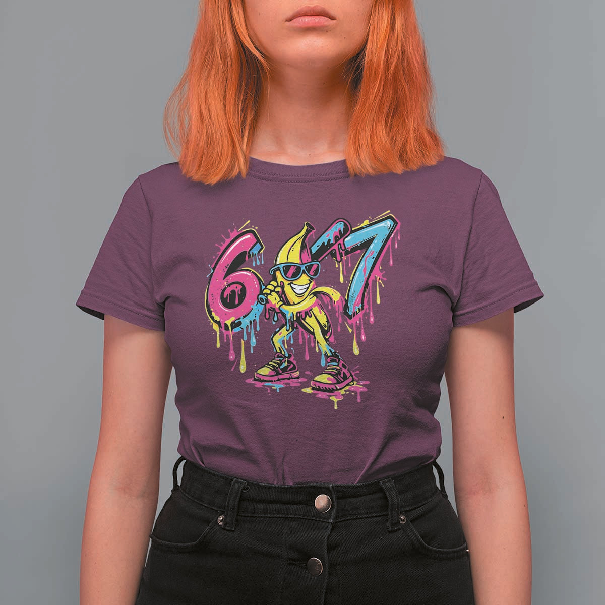 Funny 67 Banana Baseball Drip Ice Cream Six Seven Meme T Shirt For Women