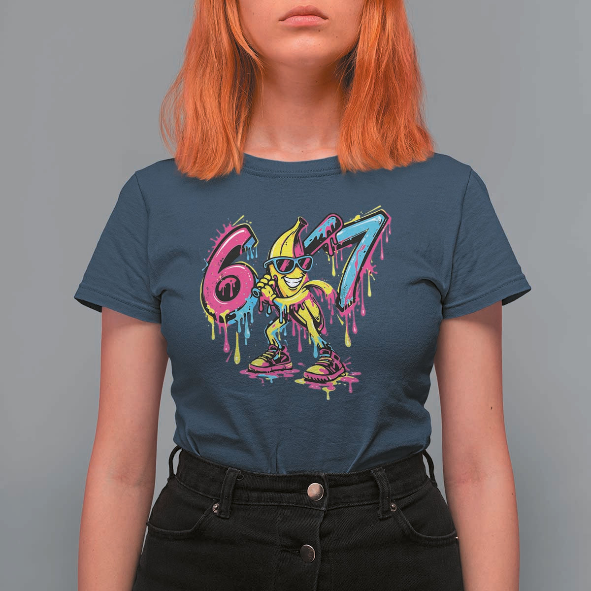 Funny 67 Banana Baseball Drip Ice Cream Six Seven Meme T Shirt For Women
