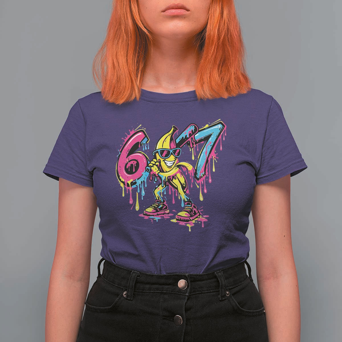 Funny 67 Banana Baseball Drip Ice Cream Six Seven Meme T Shirt For Women