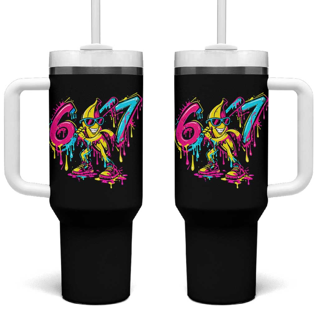 Funny 67 Banana Baseball Drip Ice Cream Six Seven Meme Tumbler With Handle