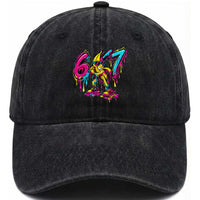 Funny 67 Banana Baseball Drip Ice Cream Six Seven Meme Washed Cotton Baseball Cap