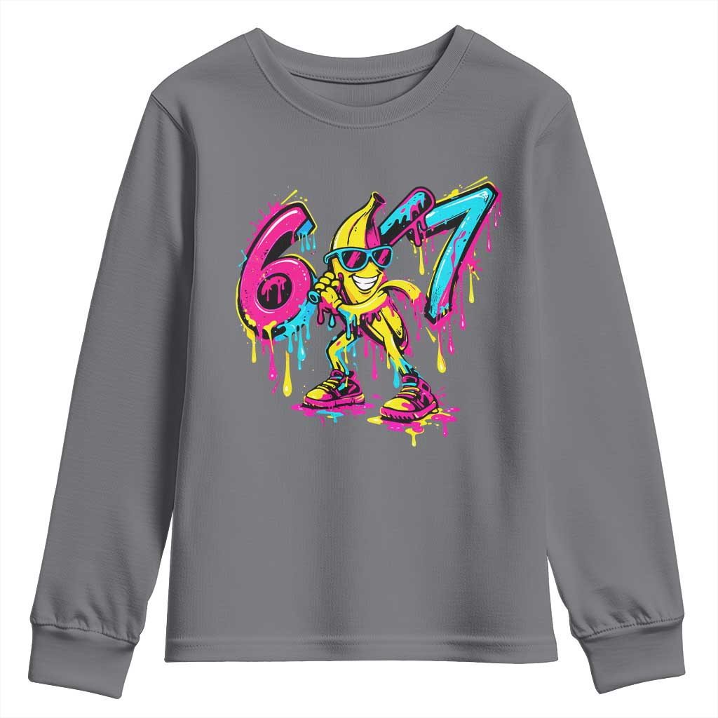 Funny 67 Banana Baseball Drip Ice Cream Six Seven Meme Youth Sweatshirt